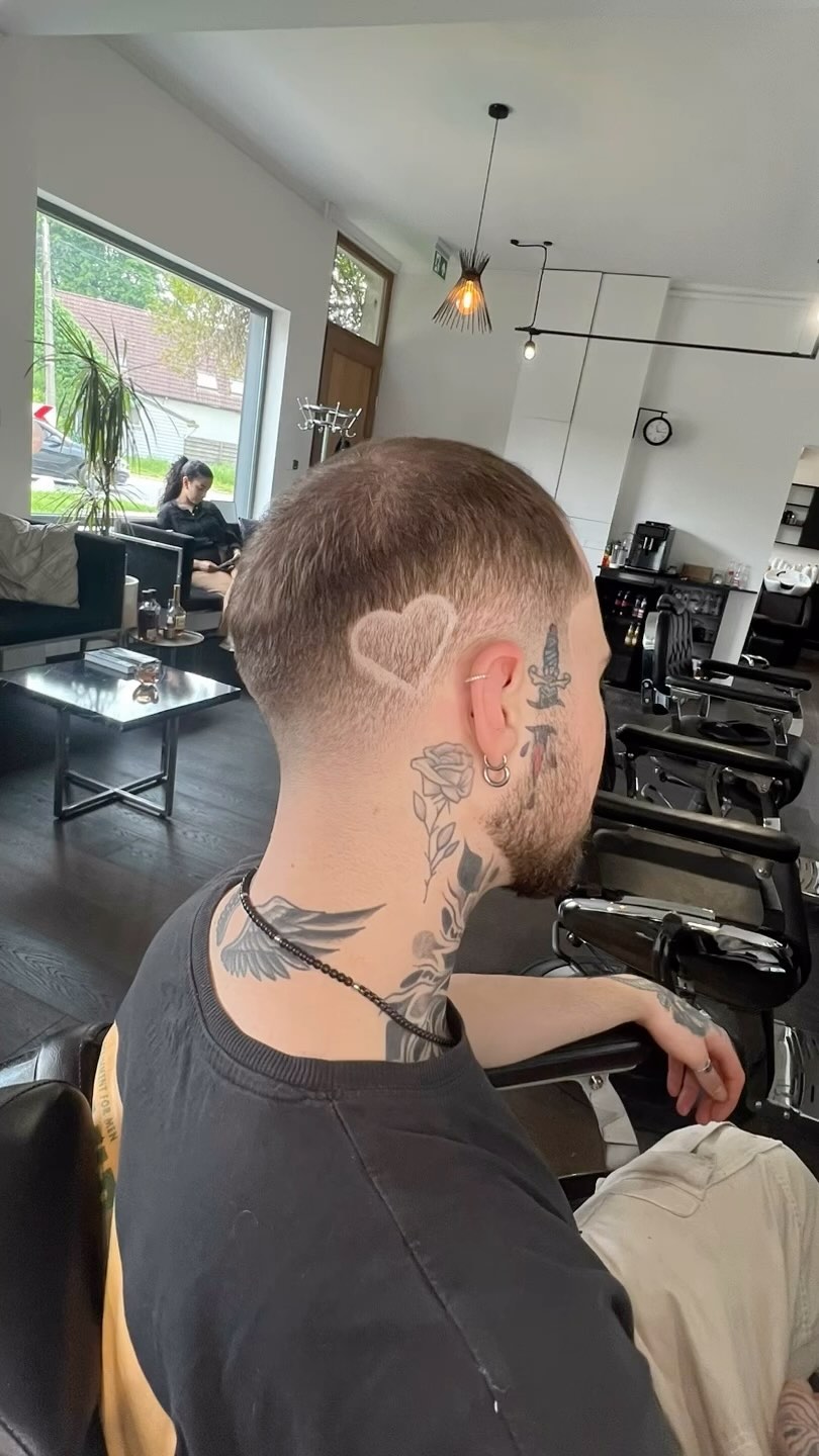 Custom heart hair design and fade
